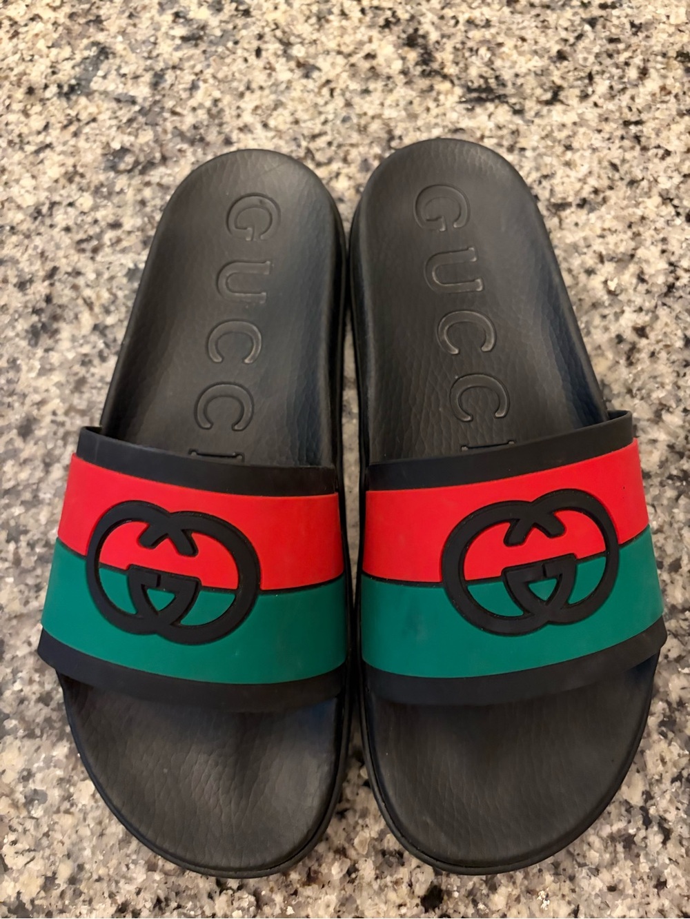 Gucci Black Slides with Red and Green Signature Stripe - Picture 13 of 16
